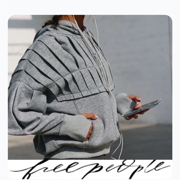 NWOT FP Movement by Free People Pick it Up Pleated Pullover Gray Hoodie - Picture 9 of 14